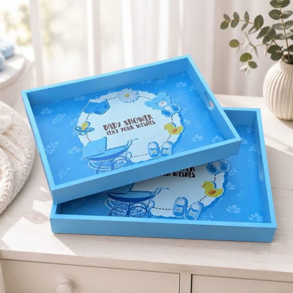Tavi de botez bleu din lemn 2/set